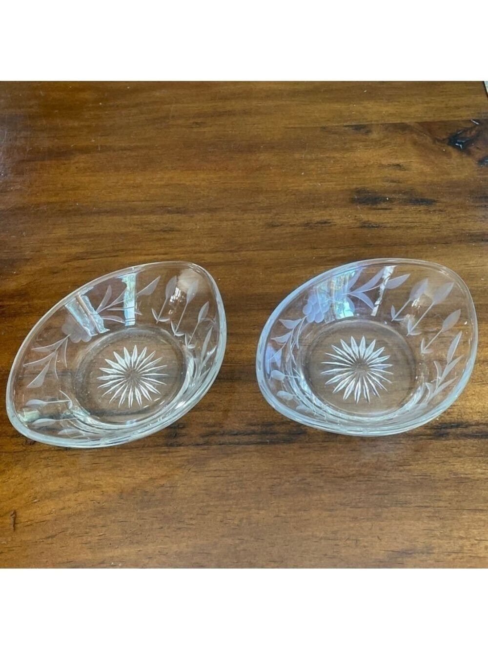 Heisey Antique etched glass custard bowls
